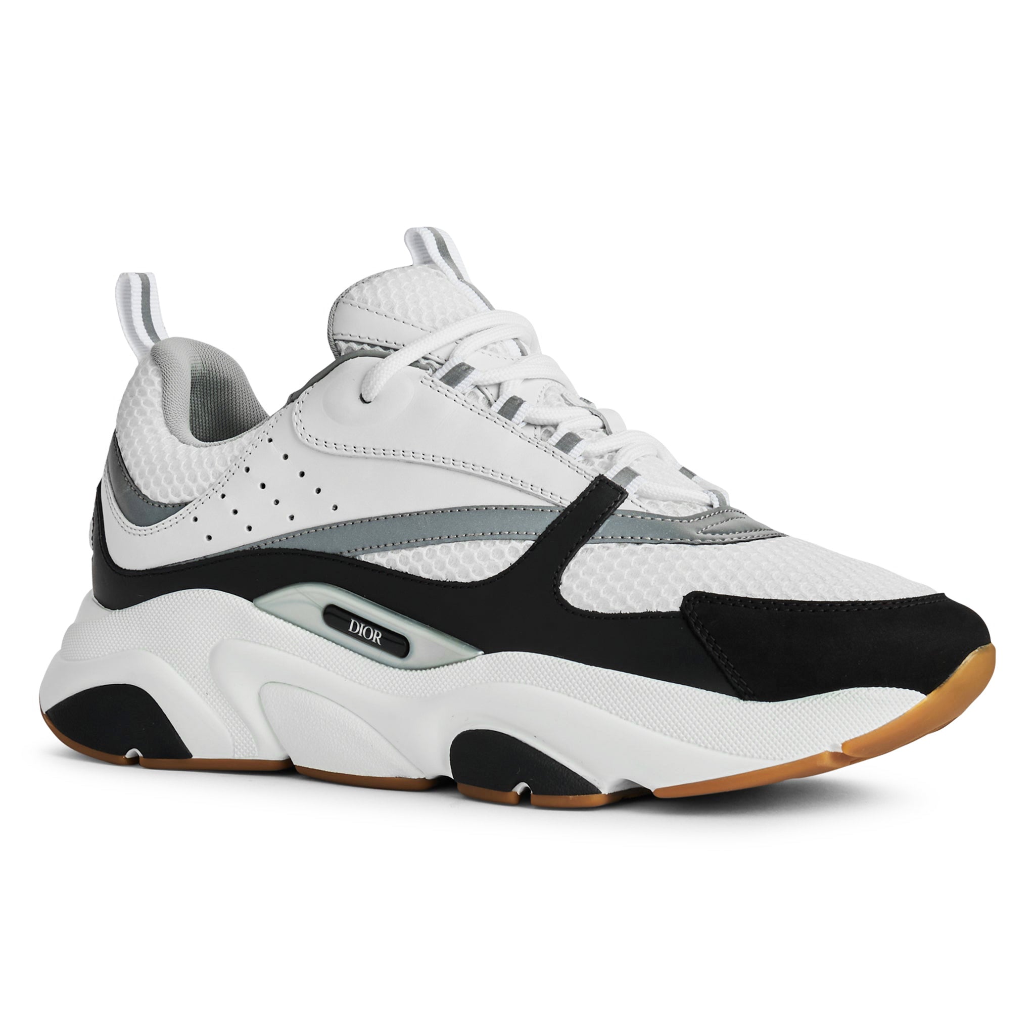 Front view of of Dior B22 Black White Silver Trainer